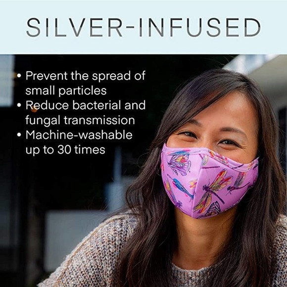 3 XL Boomer Naturals Silver Infused Cloth Face Masks -Navy Blue, Gray, Camo Blue - Picture 7 of 9